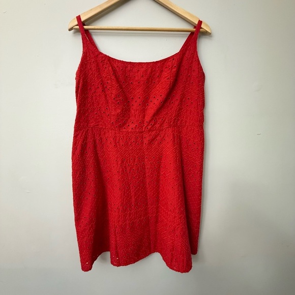 Old Navy Red Eyelet Mini Dress - Picture 2 of 10